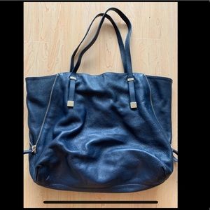 Joke Navy Leather Tote Bag